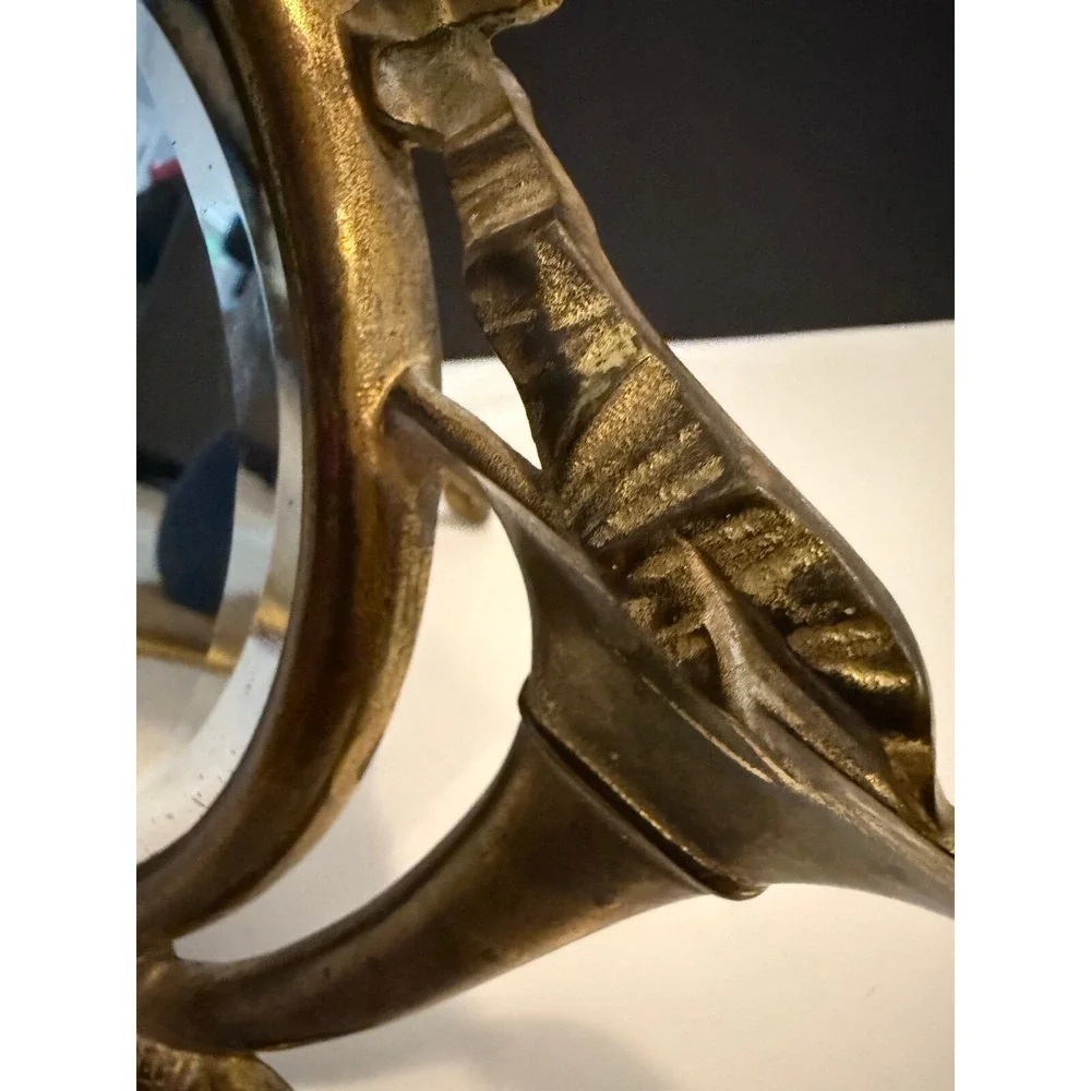 ANTIQUE Bradley Hubbard CAST IRON TRUMPET music horn ART Vanity DESK MIRROR